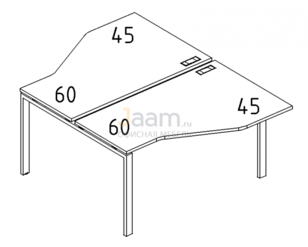 Мебель для персонала Рабочая станция со столами эргономичными "Техно" на металлокаркасе UNO Б1 186 БП