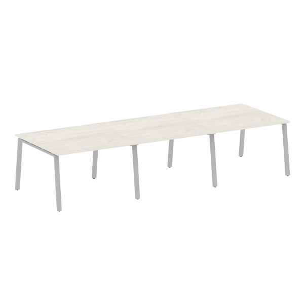 Стол для переговоров (3 столешницы) на А-образном м/к Metal System Style БА.ПРГ-3.2 3600x1235x750 (Дуб наварра/Серый металл)