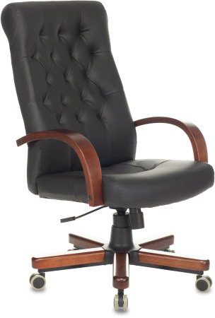 Кресло руководителя T-9928WALNUT/ECO черный эко.кожа крестов. металл/дерево (Черный)