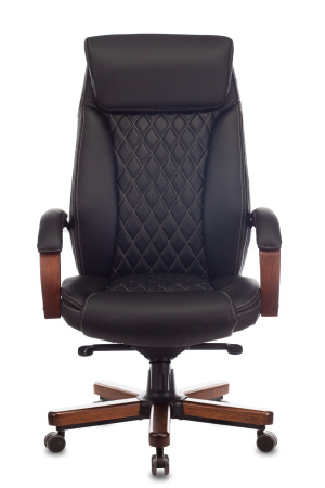 Кресло руководителя T-9924WALNUT черный кожа крестов. металл/дерево (Черный)