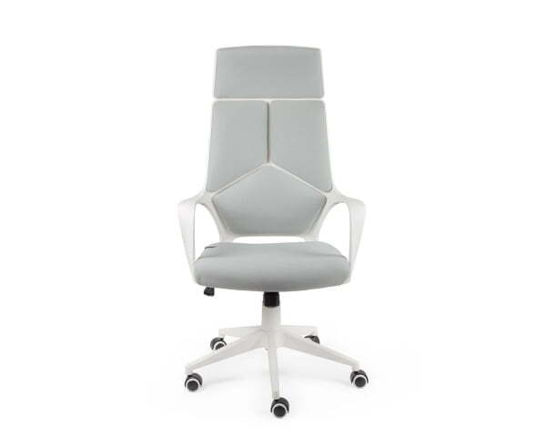 Кресло офисное / IQ / (white+grey) белый пластик / серая ткань