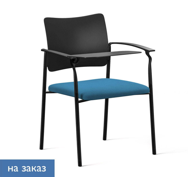PINKO_black Кресло со столиком на 4-х опорах с подлокотниками (Черный/Голубой/Черный)