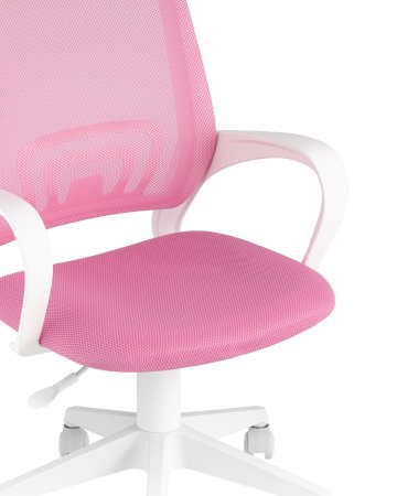 Кресло офисное TopChairs ST-BASIC-W розовый крестовина пластик белый (Компьютерное кресло ST-BASIC-W розовый)