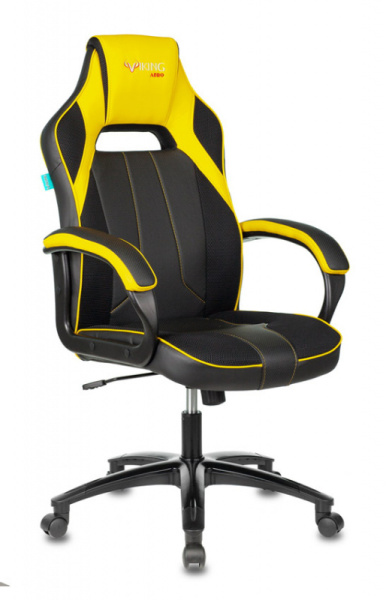 Кресло игровое Zombie VIKING 2 AERO черный/желтый эко.кожа/ткань крестов. пластик (Желтый)