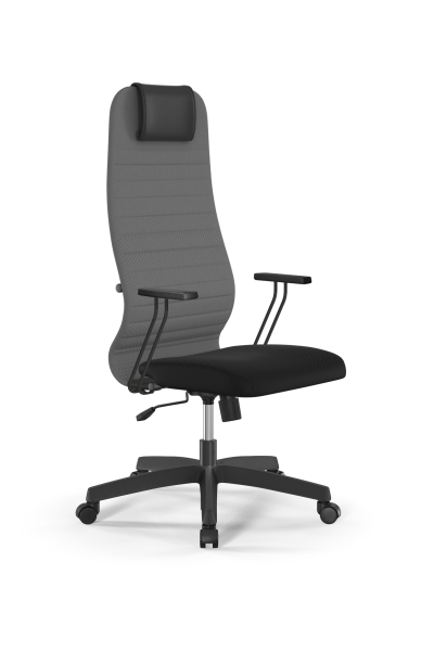 Кресло для руководителя Метта Sit 8 B1-10T - UMF(X1) /Uh02/Wh00/T1bp-b(M09.B02.G15.W01) (Светло-серый | Черный)