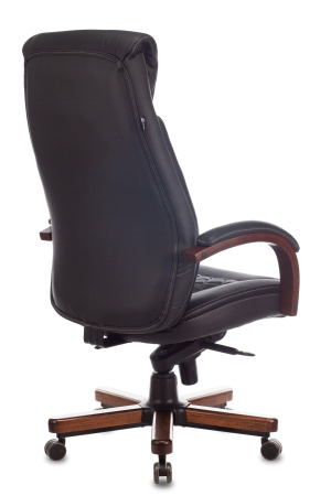 Кресло руководителя T-9924WALNUT черный кожа крестов. металл/дерево (Черный)