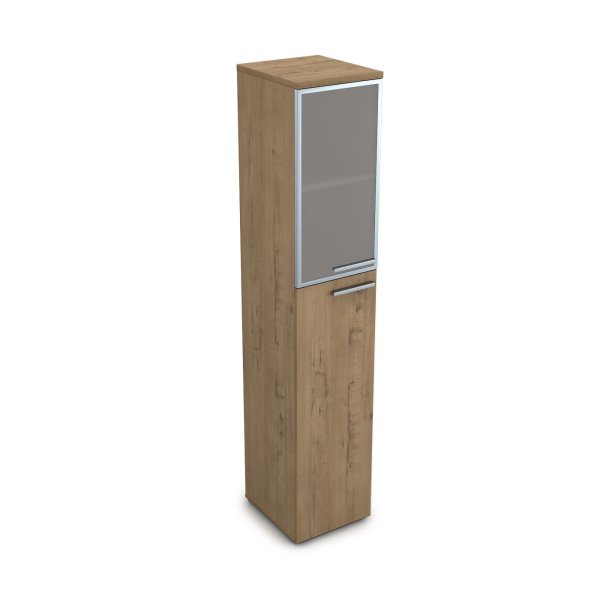 9ПП.005.18 Пенал высокий со стеклом (400x450x2045), правый (Teakwood)