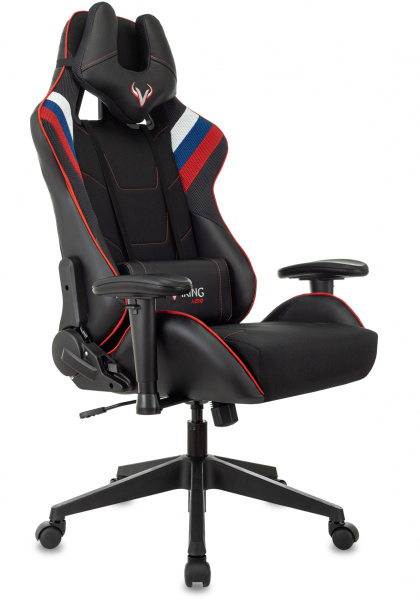 Кресло игровое Zombie VIKING 4 AERO белый/синий/красный ткань/эко.кожа с подголов. крестов. пластик (Черный | Белый | Синий | Красный)